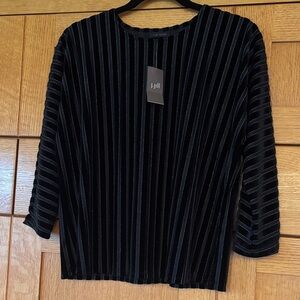 J. Jill Black Velvet and Silver Striped Top XSP